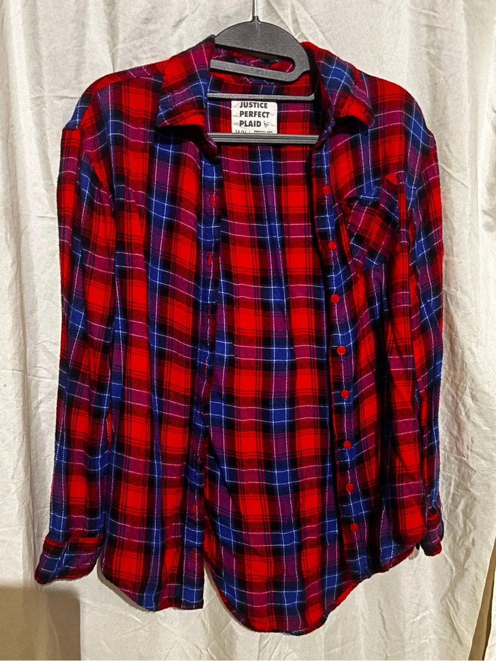 Justice Red and Blue Plaid Button-Down Shirt